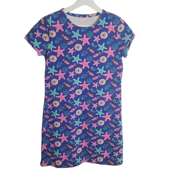 Vineyard Vines Dress Girls L Large Sea Critters Royal Ocean Soft Jersey Knit - Picture 1 of 10
